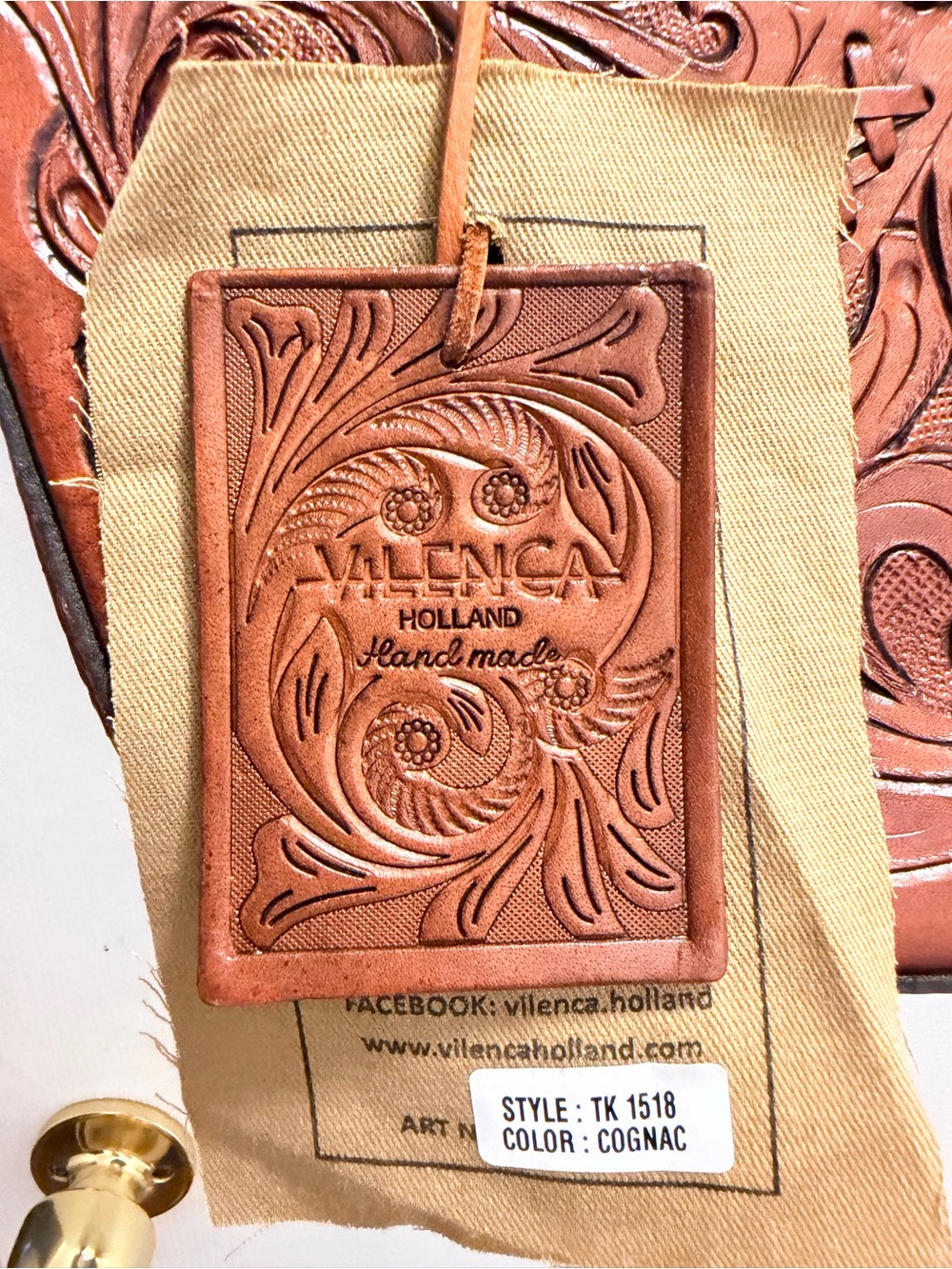 Tooled Leather Shoulder Bag in Brown by Vilenca - Picture 8 of 8
